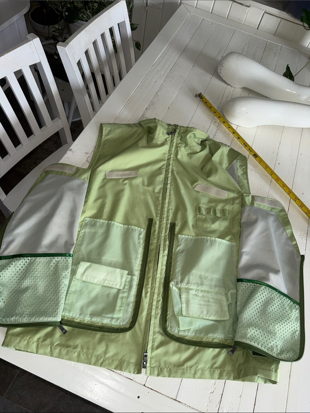 Y2K Hugo Boss Golf Concealed Pocket Vest (2000s) Green Utility Mesh Panels Lg